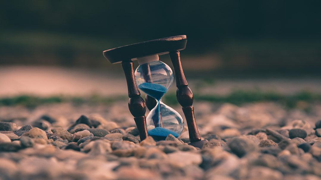hourglass in rocks